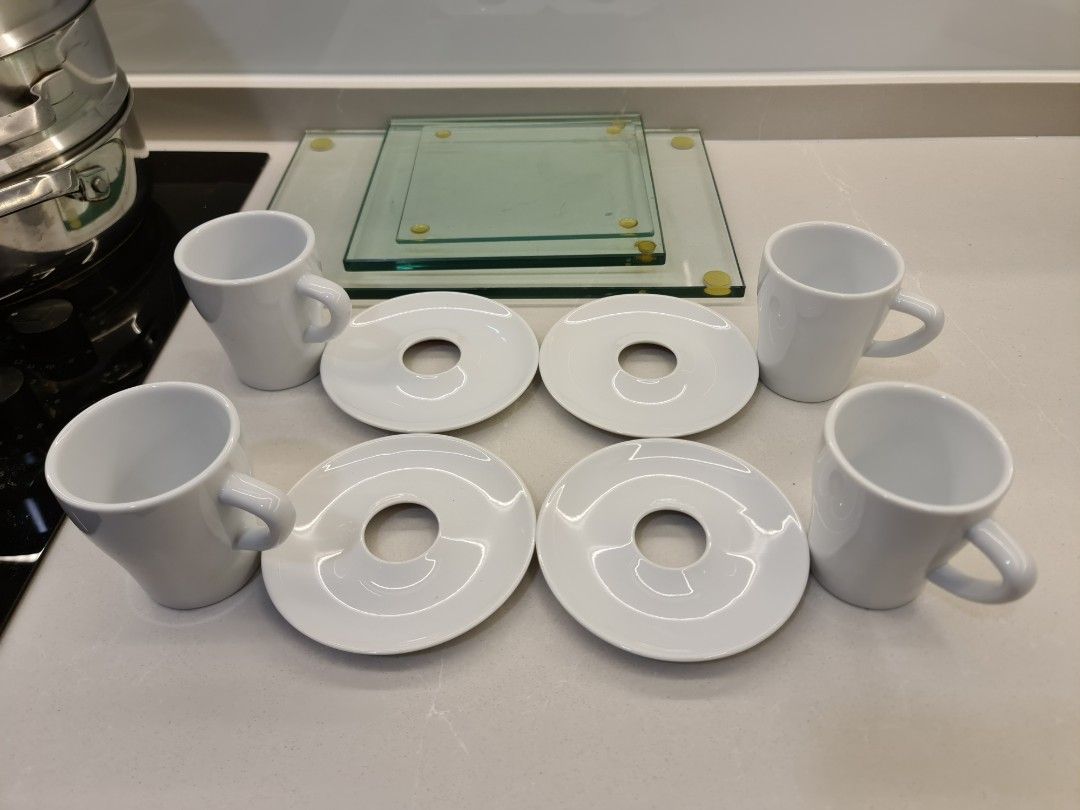 Bodum Hole In One Espresso Cup & Saucer, Set of 4, Furniture & Home