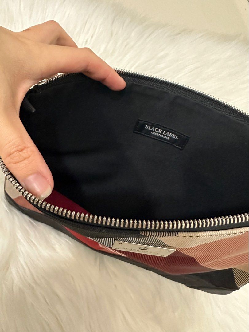 Burberry Black Label Crestbridge Check Nylon Clutch JAPAN