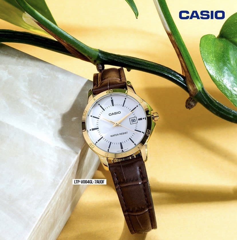 Casio LTP-V004GL-7A Ladies Analog Leather Watch LTPV004GL-7A Gold Tone LTPV004 Brand New, Women's Fashion, Watches & Accessories, Watches on Carousell