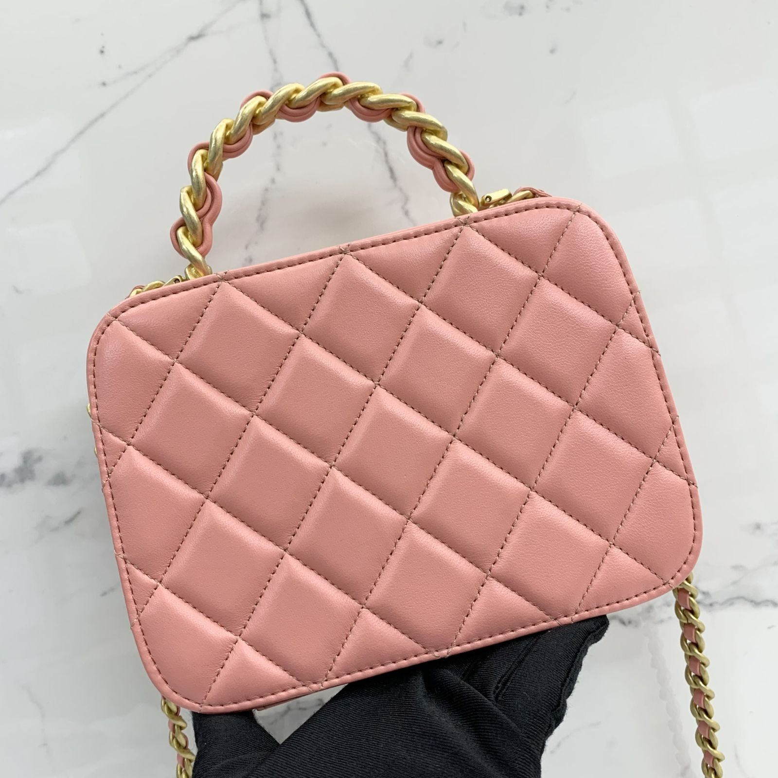 Pre-Owned CHANEL Chanel Small Vanity Shoulder Bag AS3318 Leather Pink  Series Gold Metal Fittings Top Handle Case Matrasse Coco Mark Chain 2WAY  Handbag