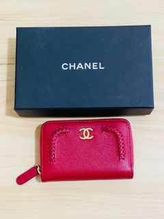 Chanel Classic Zip Card Holder / Small Wallet in Raspberry Red Caviar SHW