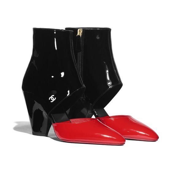 Red patent cheap heeled boots