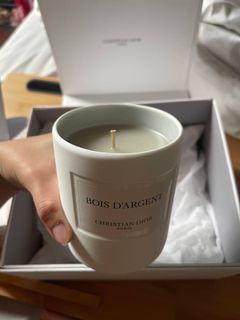 Christian Dior Bois D'Argent Scented Candle In A Jar 250g New Full Size With Dior Pillow