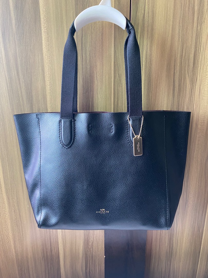 COACH Black Pebble Leather Derby Tote on Carousell