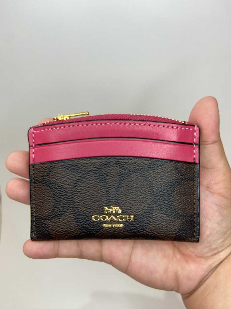 Coach Card Wallet (Watermelon), Luxury, Bags & Wallets on Carousell