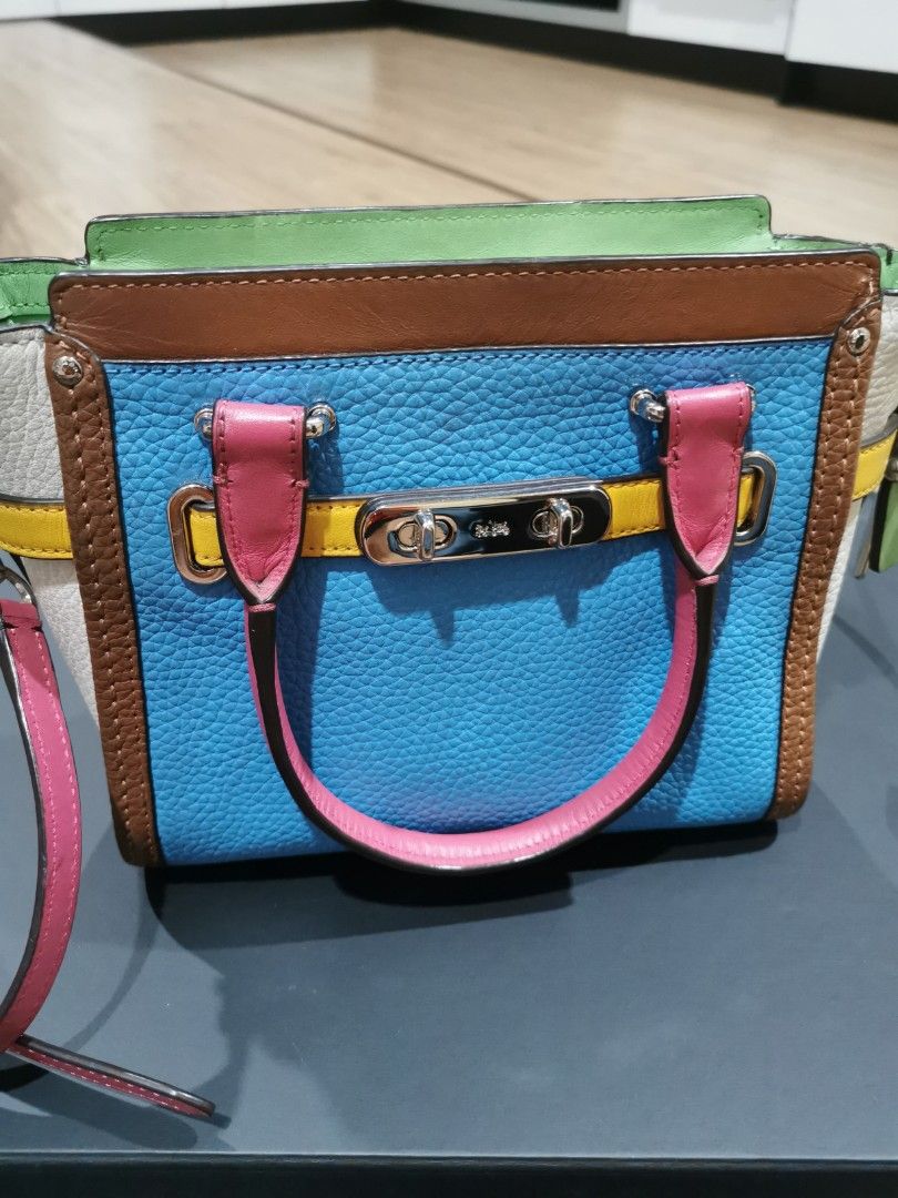 Coach Swagger Carryall In Rainbow Colorblock Leather