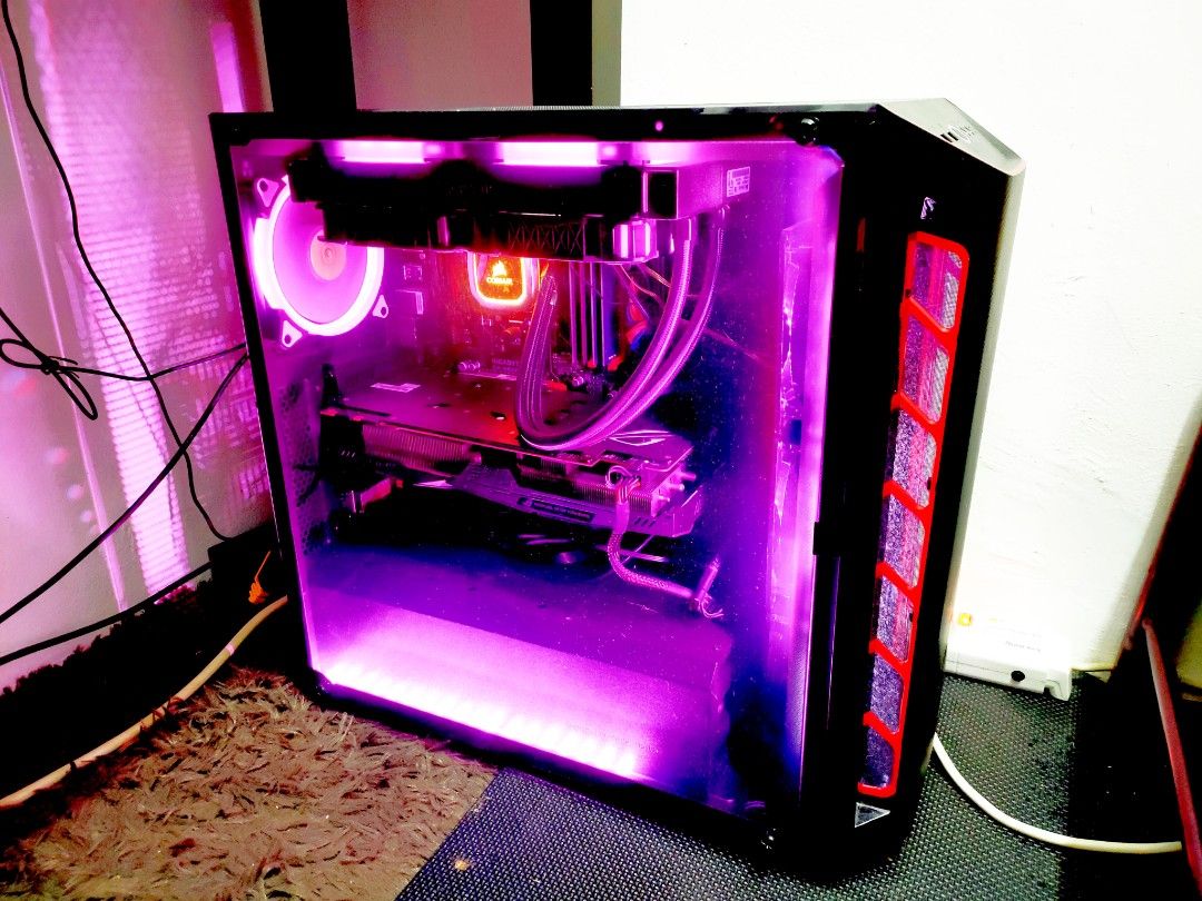 COMPLETE SET RGB GAMING PC WATER COOLED AMD RYZEN 7 1700X 8 CORE