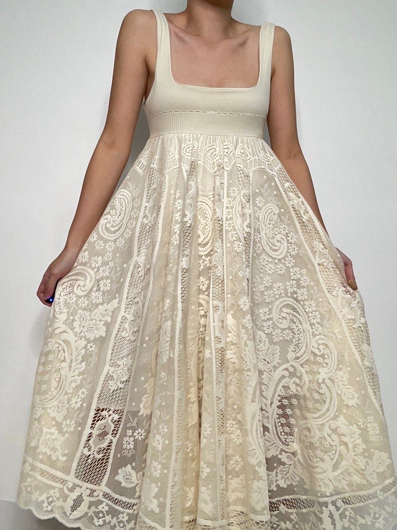 [SOLD] Cream vintage lace top and maxi skirt, Women's Fashion, Dresses & Sets, Sets or