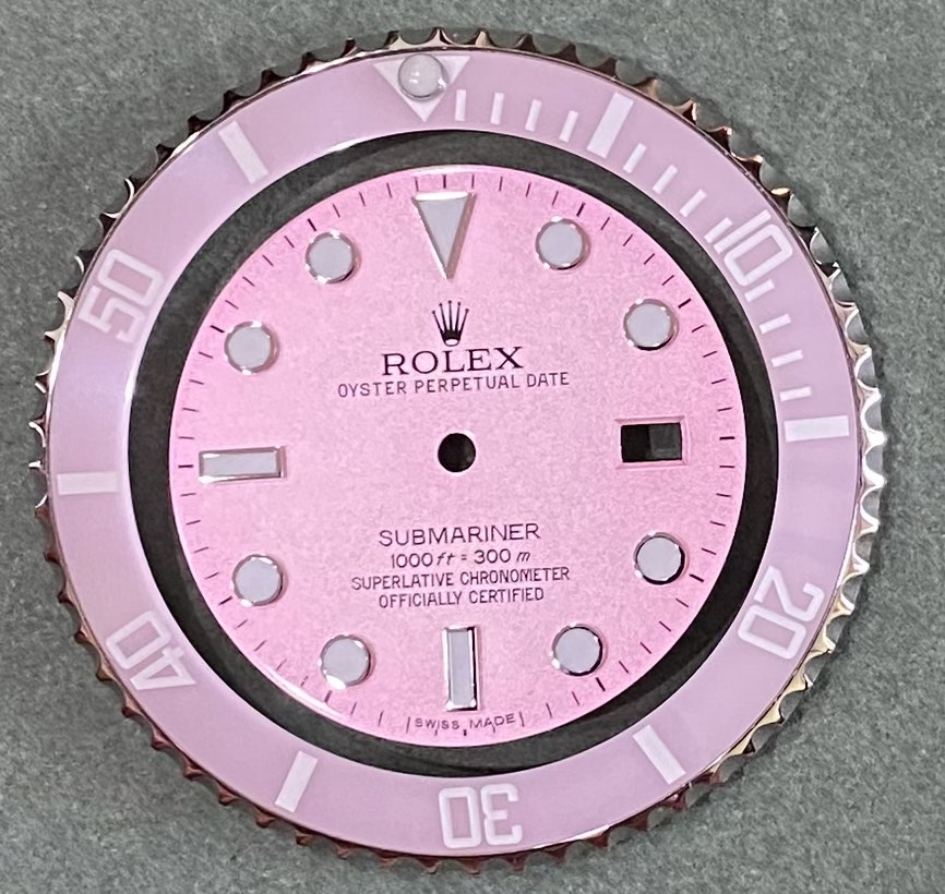 Custom Rolex Submariner Pink conversion kit ceramic bezel set and