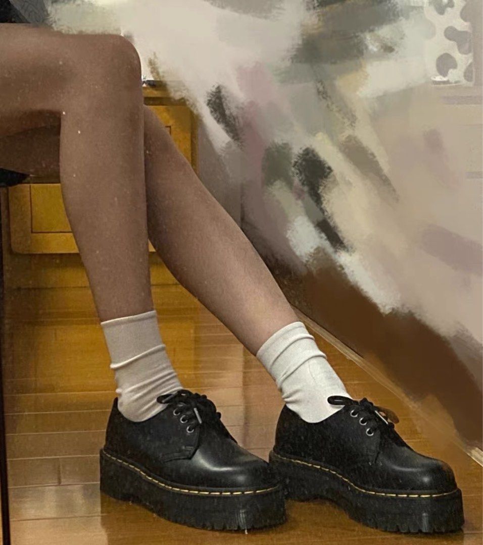 Dr Martens 1461 Quad black 黑色厚底增高5cm, 女裝, 鞋, 靴- Carousell