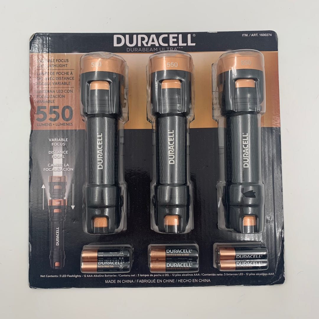 Duracell Durabeam Ultra 550 Lumens Flashlight (3pcs), Furniture & Home