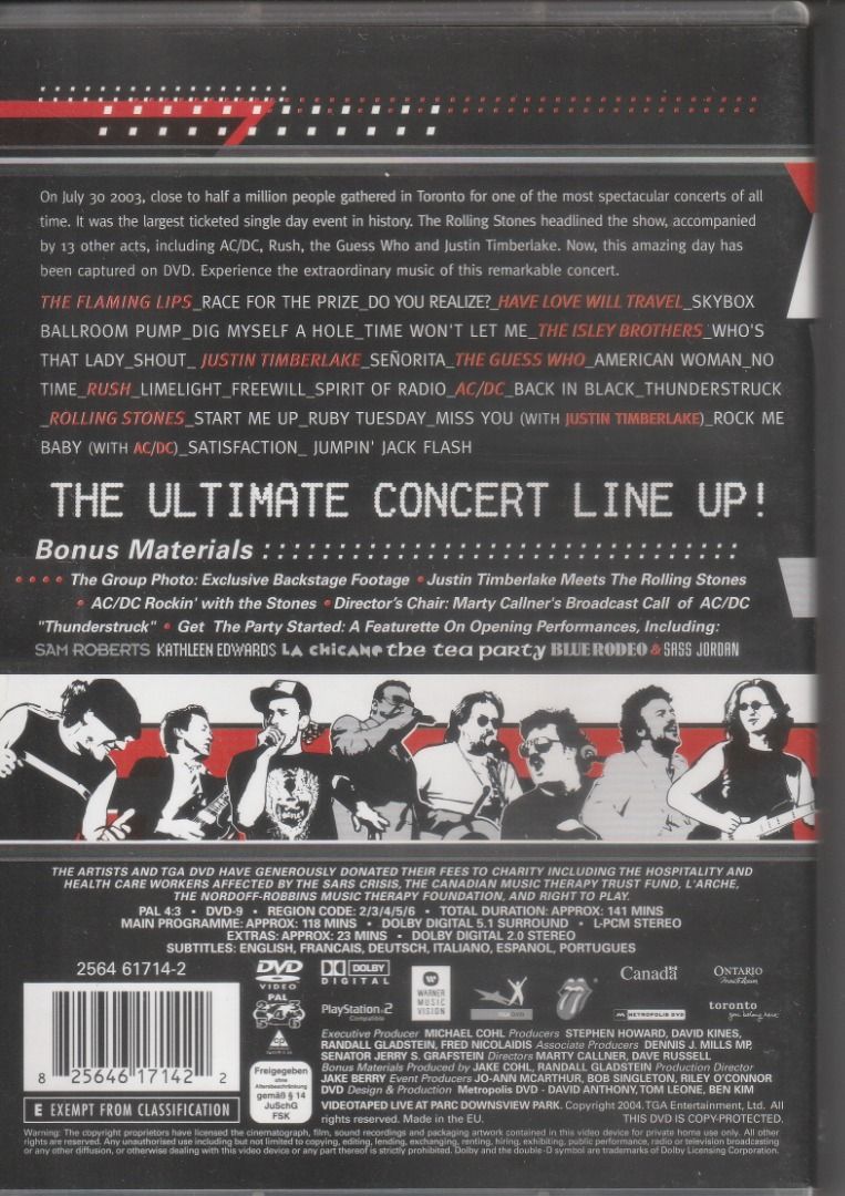 DVD: TORONTO ROCKS The Ultimate Concert Line Up (PAL), Hobbies & Toys ...