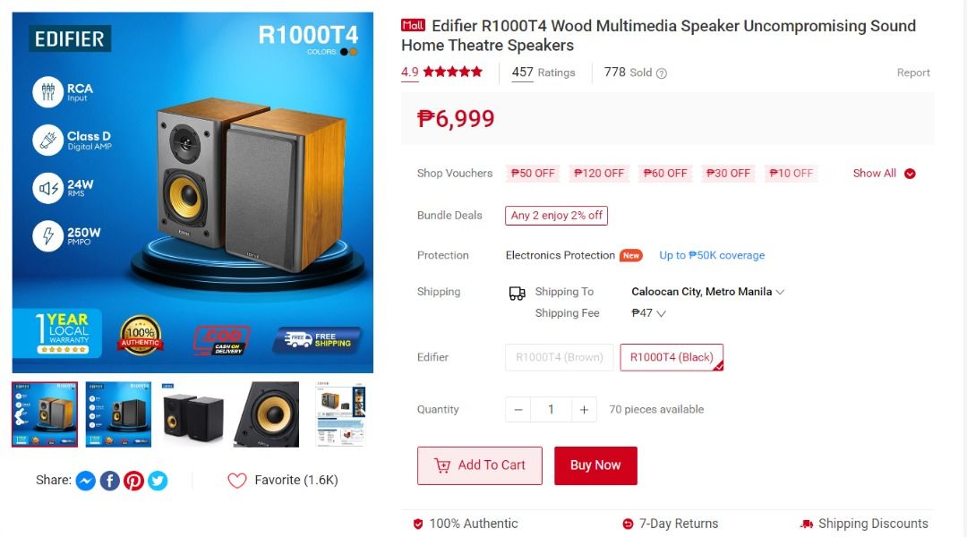 Edifier R1000T4 Wood Multimedia Speaker, Audio, Soundbars, Speakers ...