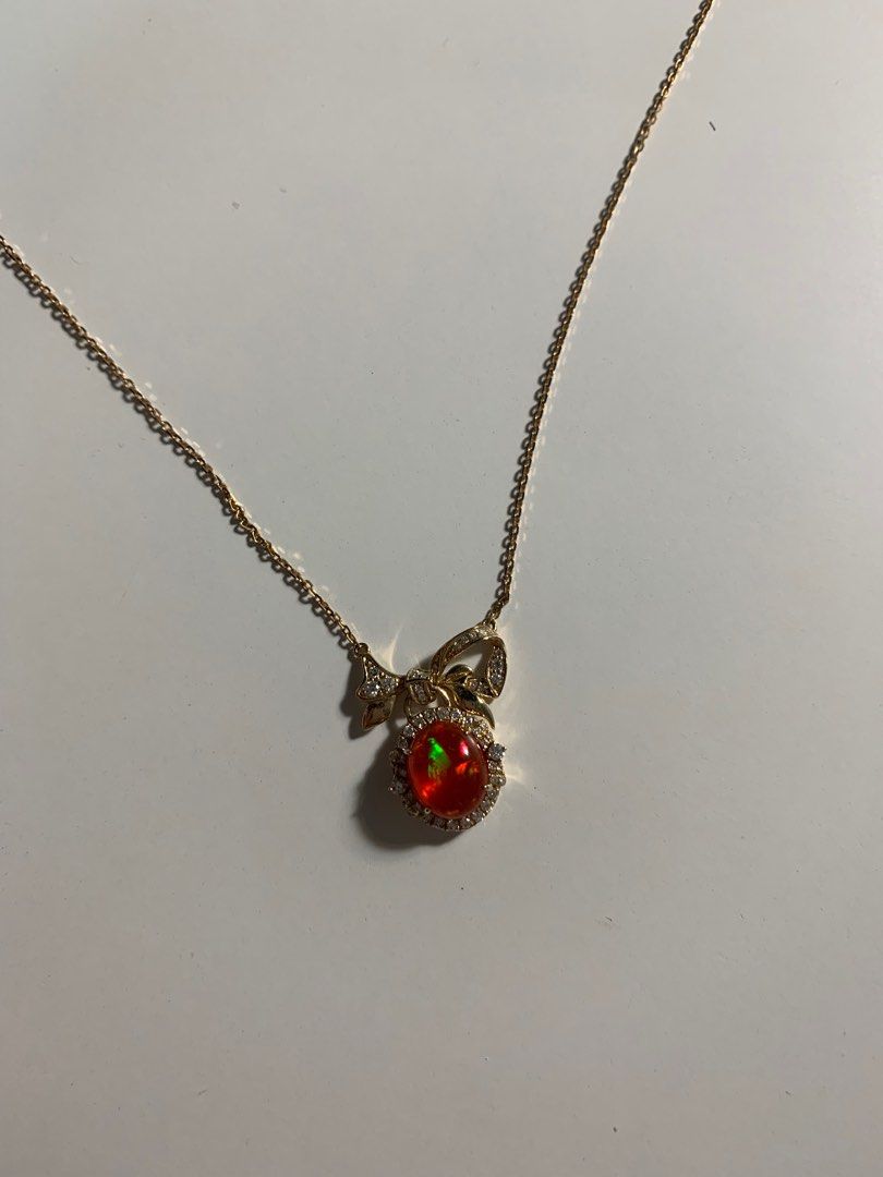 Red fire shop opal necklace