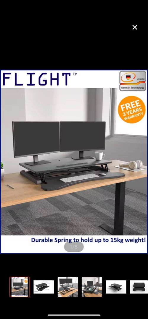 Flight Ergonomic Adjustable Height desk, Furniture & Home Living