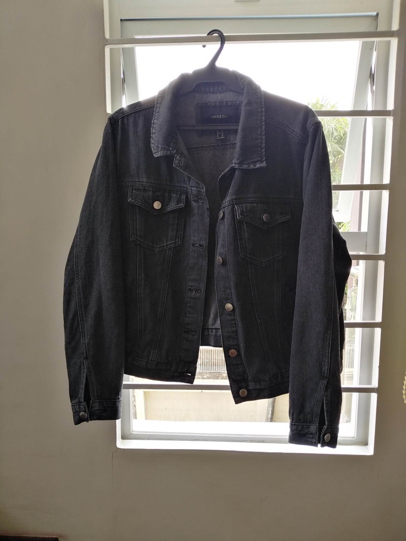FOREVER 21 PLUS SIZE DENIM JACKET BLACK US 1X 14 EU 1X UK