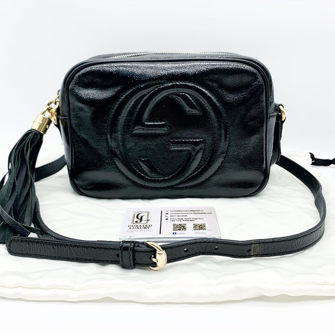 Gucci Soho Patent Camera Bag (Black), Luxury, Bags & Wallets on Carousell