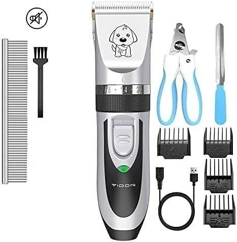 H5249 Dog Clippers Professional Electric Dog Grooming Kit Low Noise Cat Hair Trimmers Upgraded Cordless Clippers Set with 4 Combs Prof