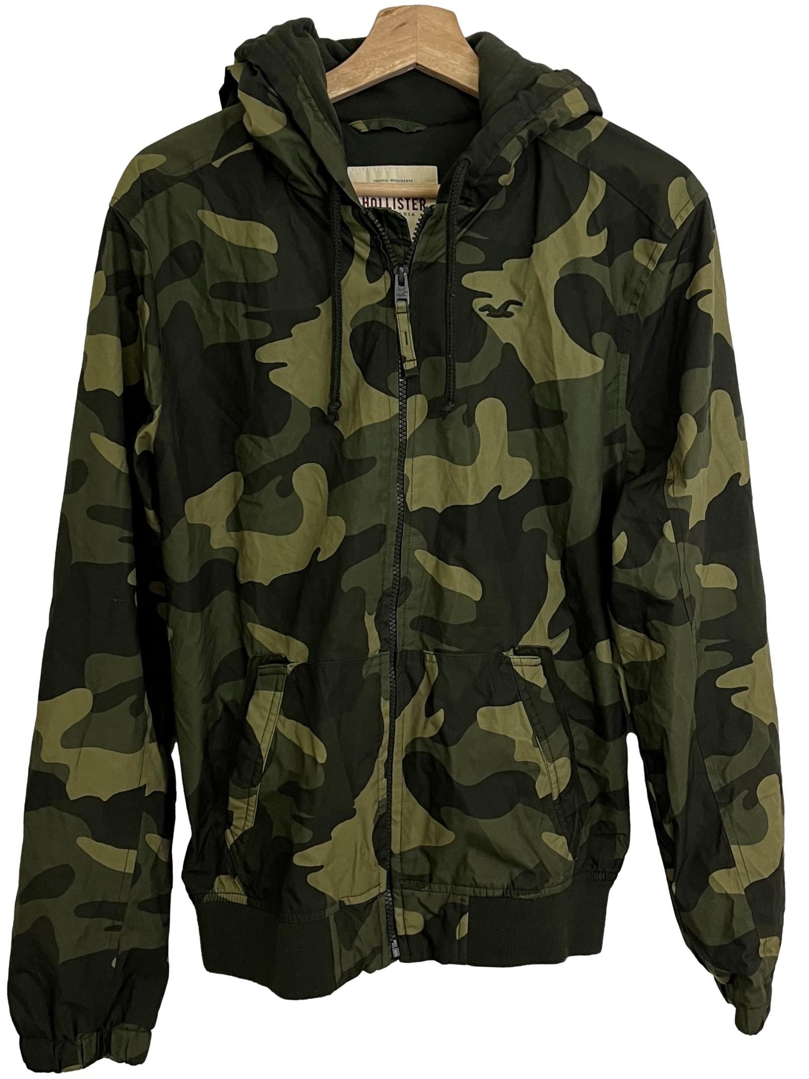 Hollister Olive Green Camo Print Windbreaker Jacket