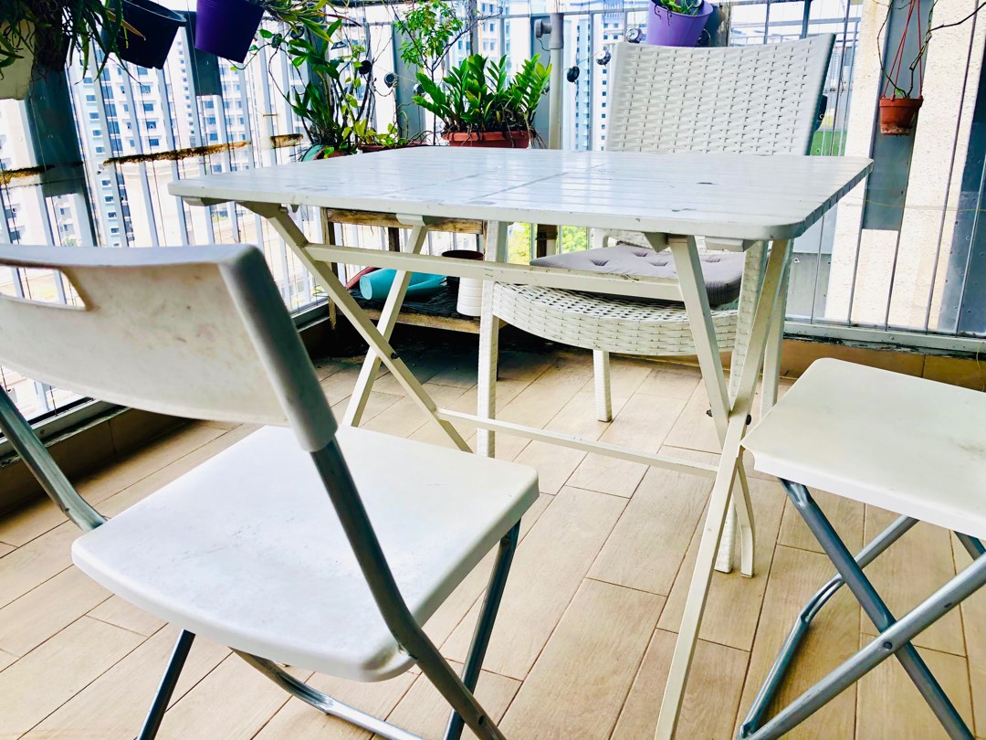 Ikea balcony table and Chair, Furniture & Home Living, Outdoor