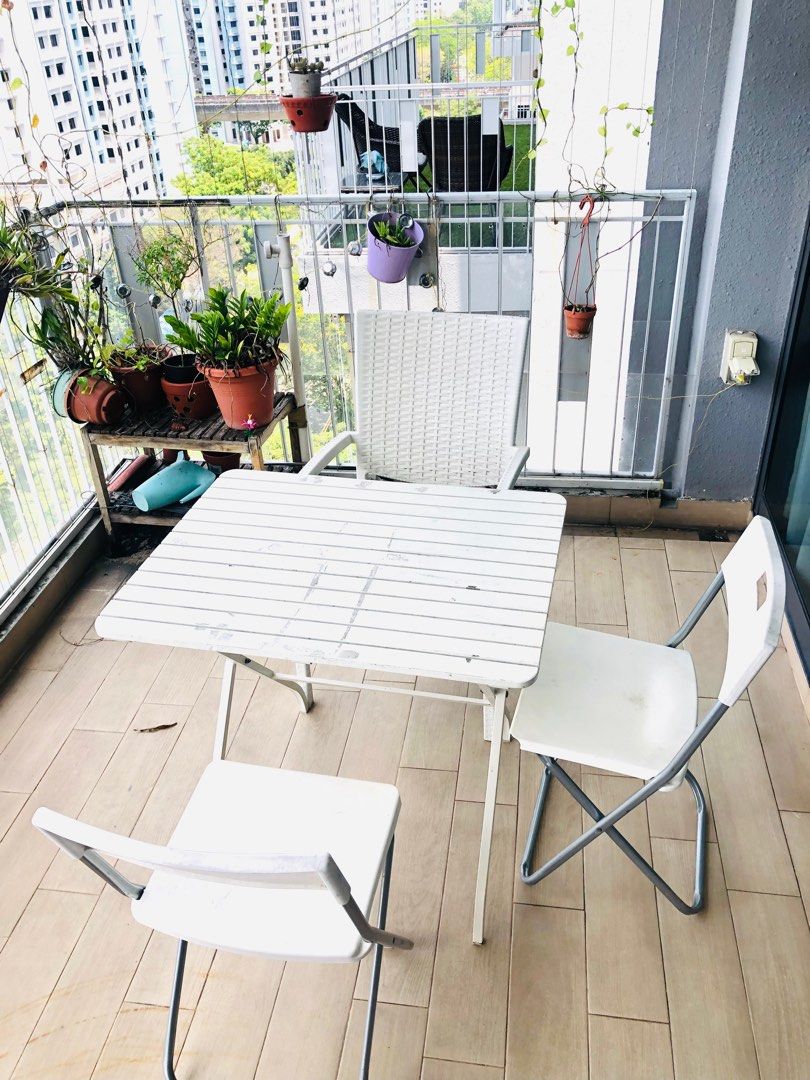Ikea balcony table and Chair, Furniture & Home Living, Outdoor