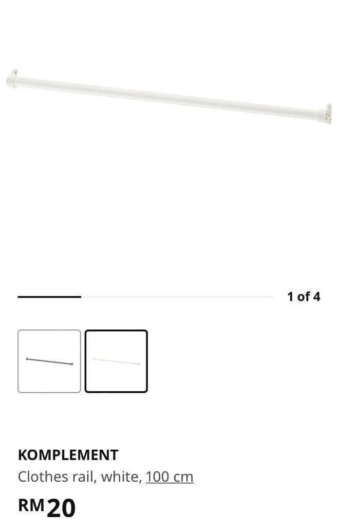 Ikea KOMPLEMENT clothes rail 100cm (Set of two), Furniture & Home ...