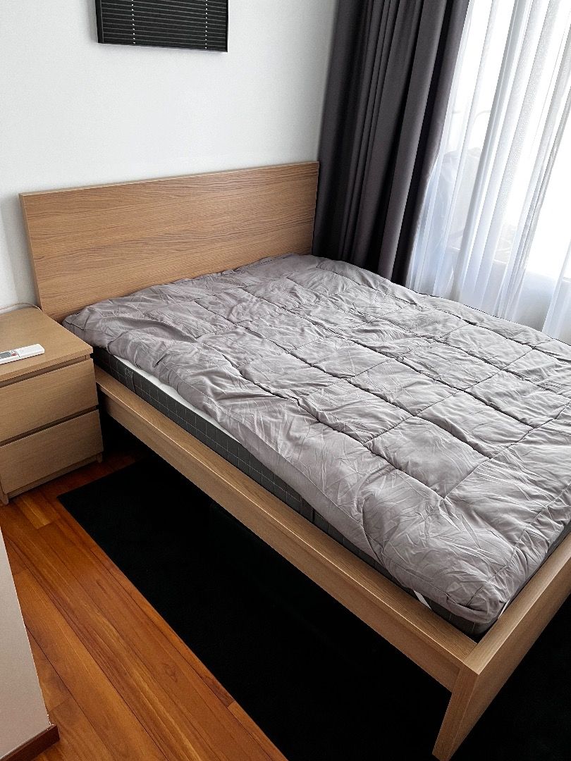 White stained oak bed frame deals