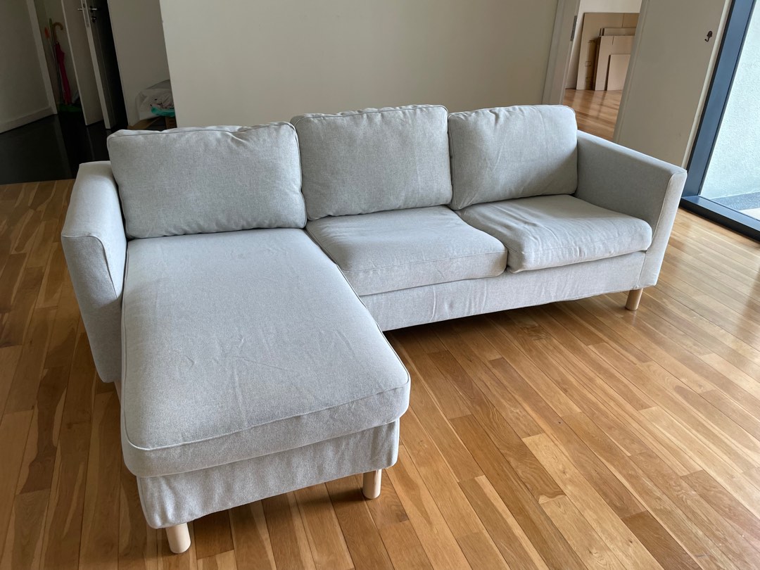 Ikea parup 3 seat sofa beige l shape, Furniture & Home Living