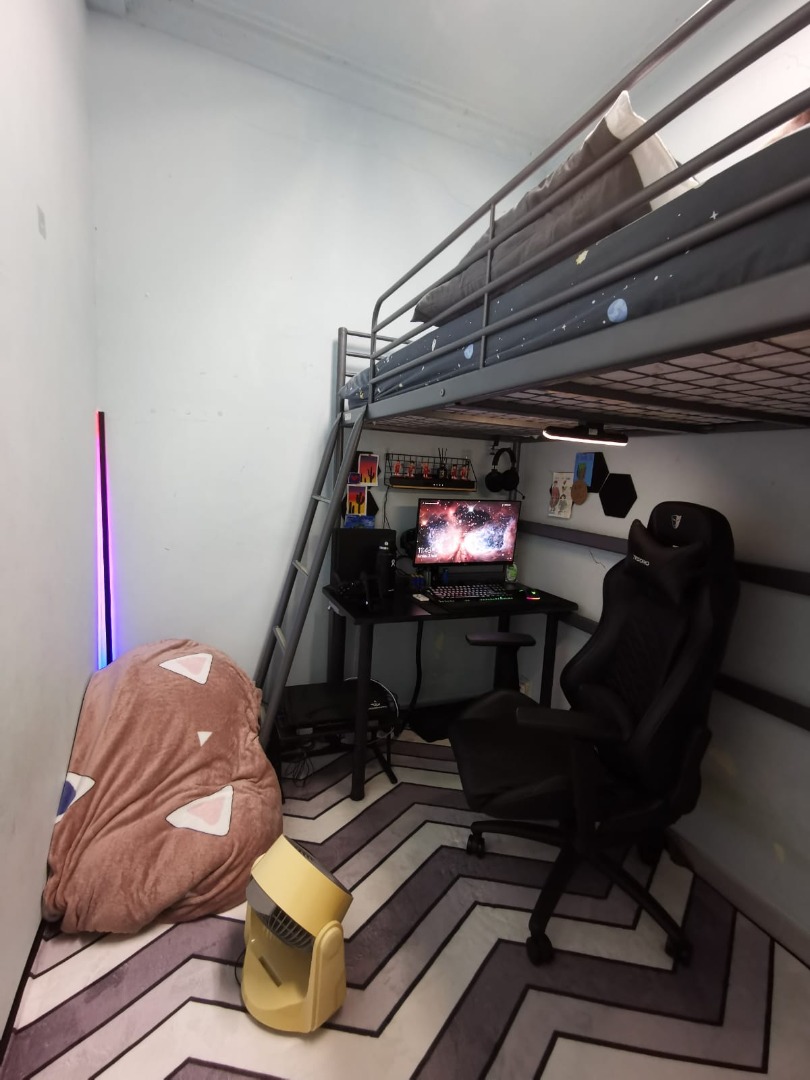 IKEA SVARTA loft bed with original desk, Furniture & Home Living