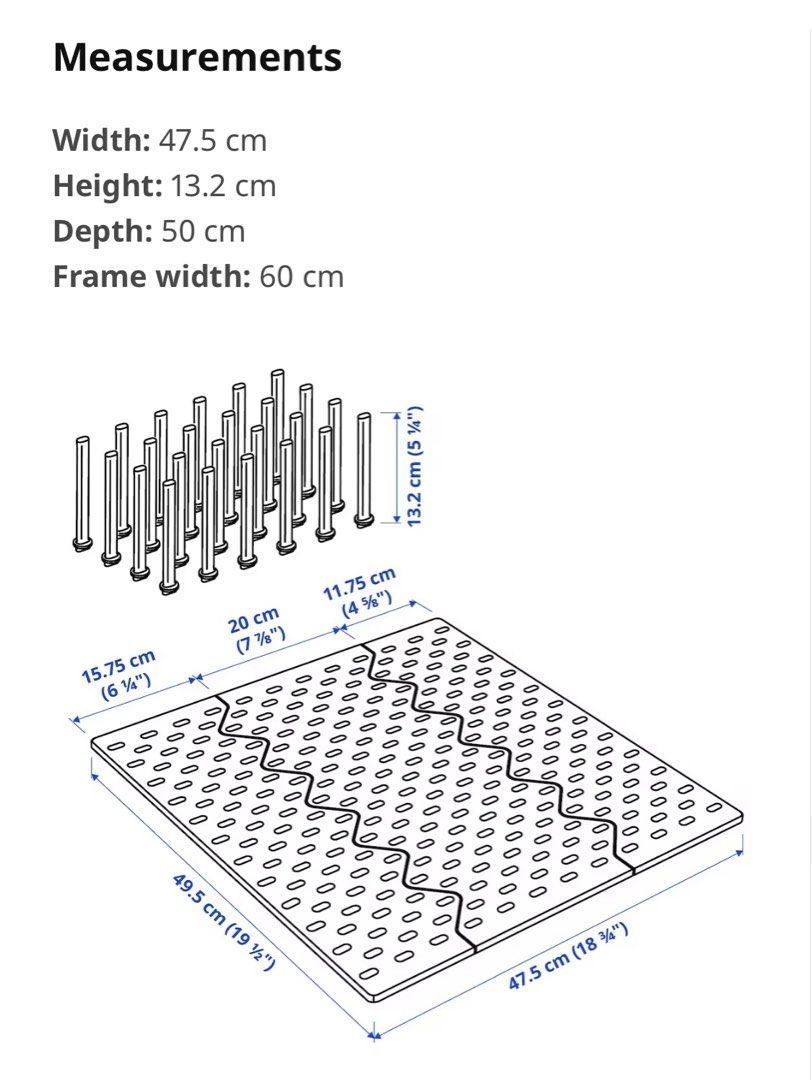 Ikea Uppdatera Pegboard Organiser 60cm, Furniture & Home Living
