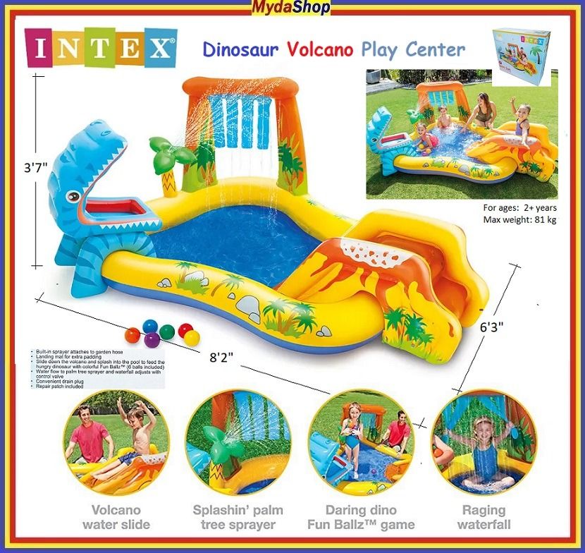 Intex Inflatable Kids Dinosaur Play Center Outdoor Water Park Pool
