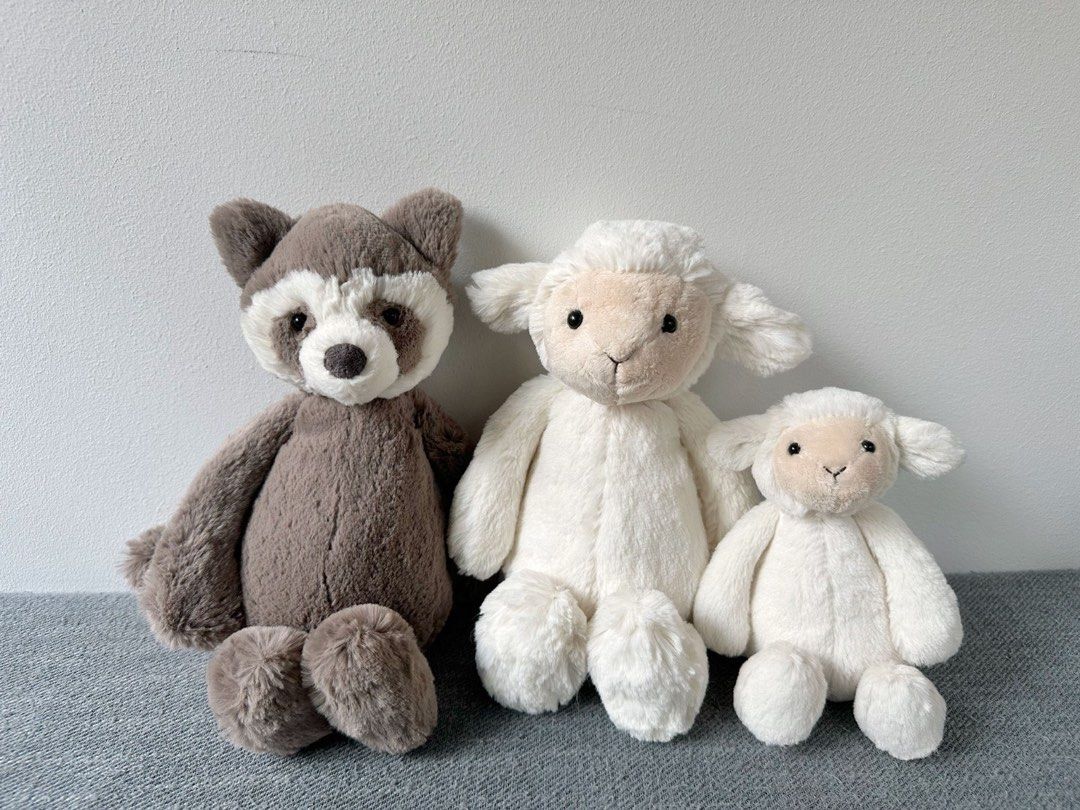 Jellycat Bashful Lamb Raccoon Rare, Hobbies & Toys, Toys & Games on Carousell