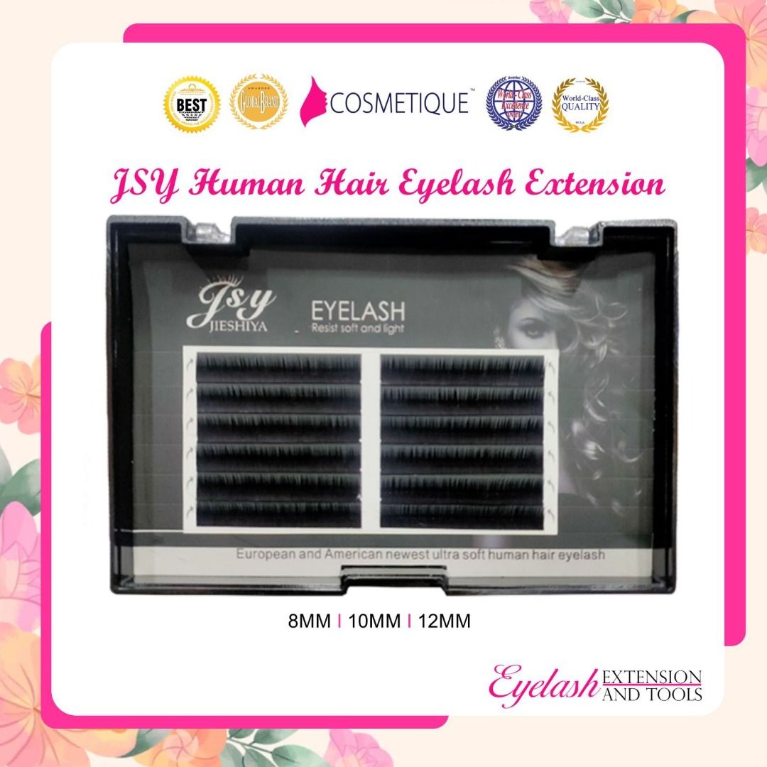 JSY Human Hair Eyelash Extension 8mm 10mm 12mm, Beauty & Personal Care ...