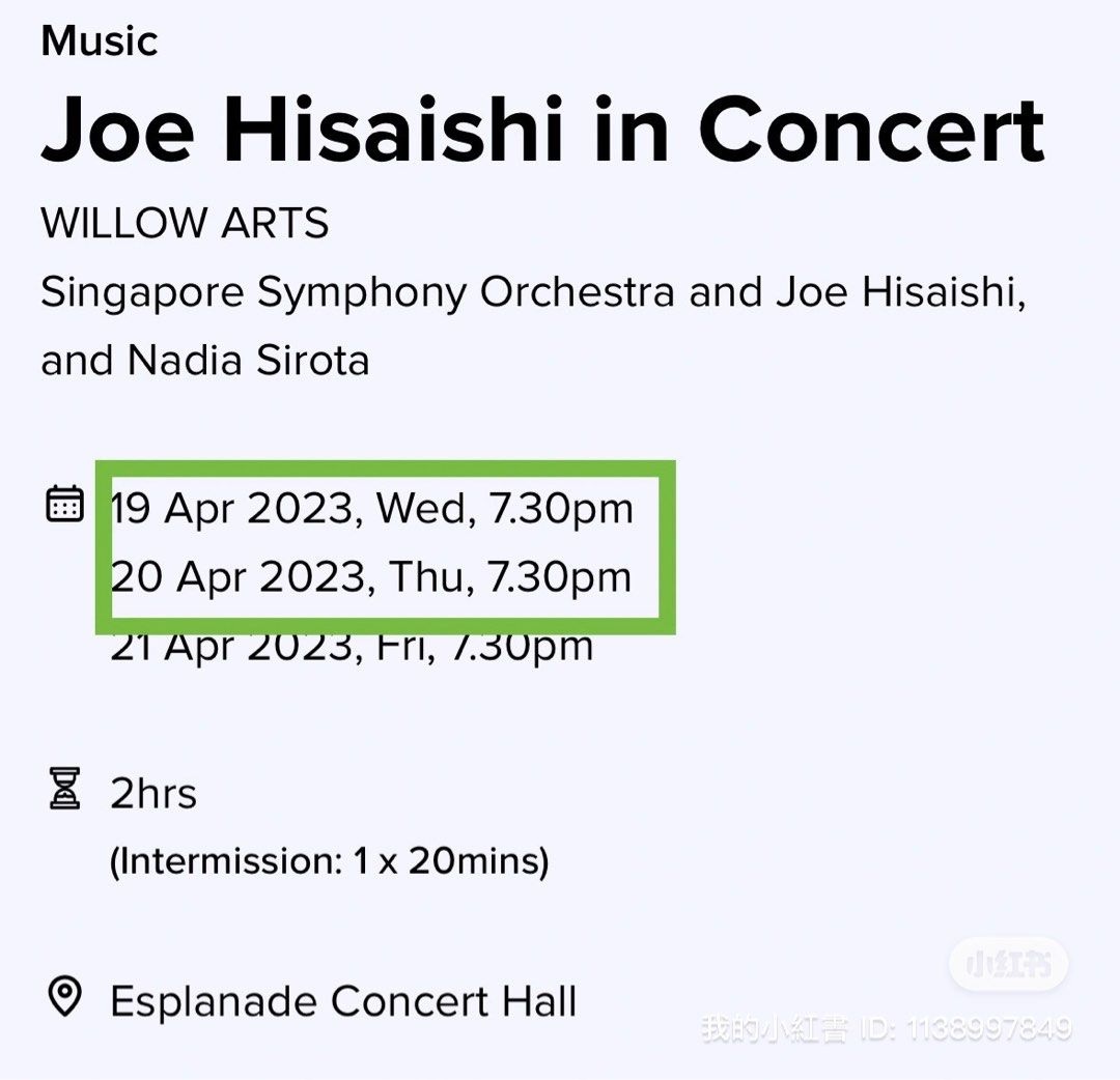 LF Joe Hisaishi Concert Tickets, Tickets & Vouchers, Event Tickets on