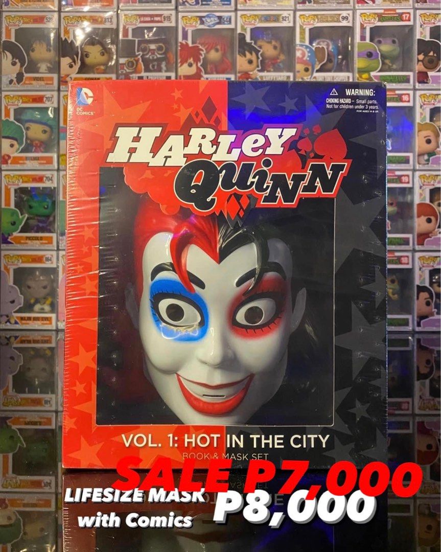 LIFE-SIZE HARLEY QUINN MASK WITH COMICS (Category: Western Merchandise) located in Makati City. Submitted by richardknows (Listing ID 1226106674, Image 1). Description: LIFE-SIZE 1:1 SCALE DC HARLEY QUINN WITH COMICS DETAILED MASK MISB P7000 only From P8000 SAN PEDRO LAGUNA DC PROP/ COLLECTIBLE.