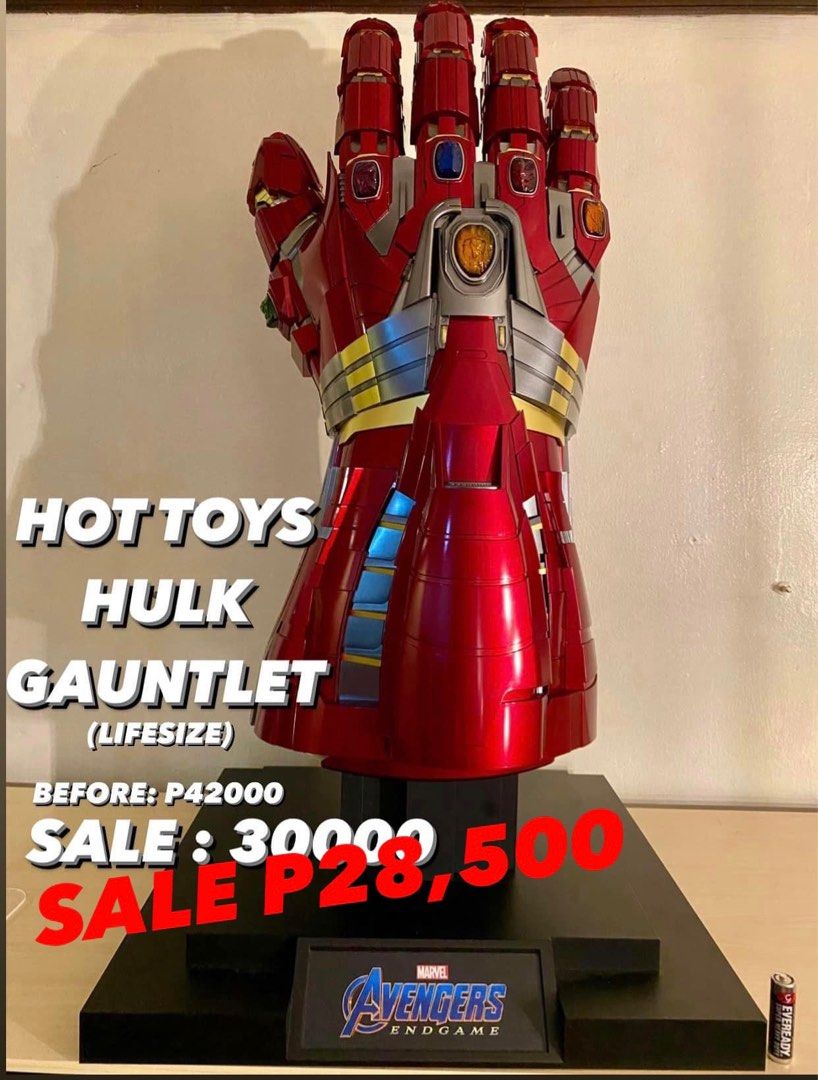 LIFE-SIZE HOT TOYS HULK GAUNTLET (Category: Figurines & Statues) located in Makati City. Submitted by richardknows (Listing ID 1226096652, Image 1). Description: HOT TOYS HULK NANO GAUNTLET Approx 62cm 1:1 Scale /LIFE-SIZE P28,500 From P30,000 COMPLETE (Box / Auth Card / Etc) SAN PEDRO LAGUNA .