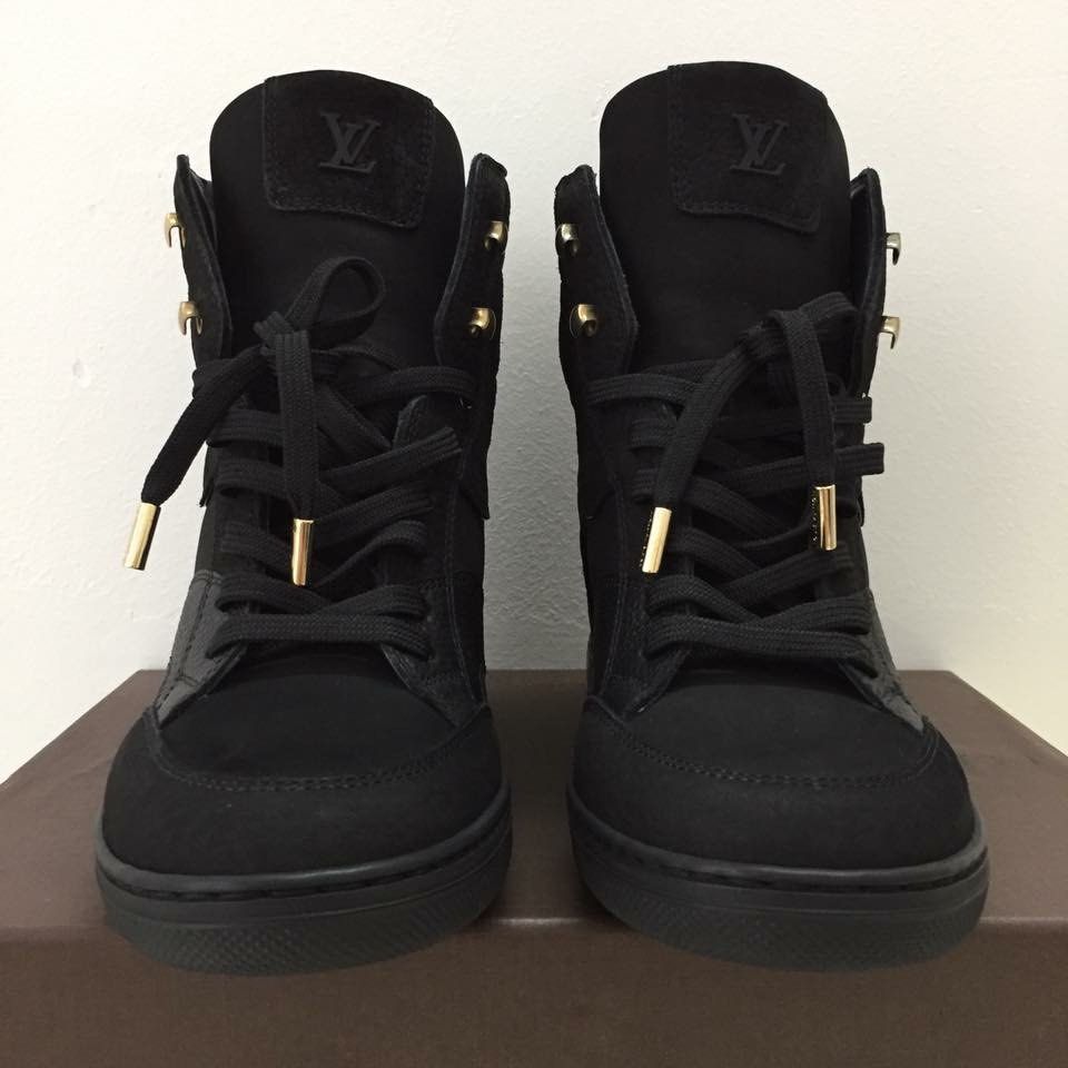 Louis Vuitton Black Nubuck Leather and Suede Cliff Sneakers Size