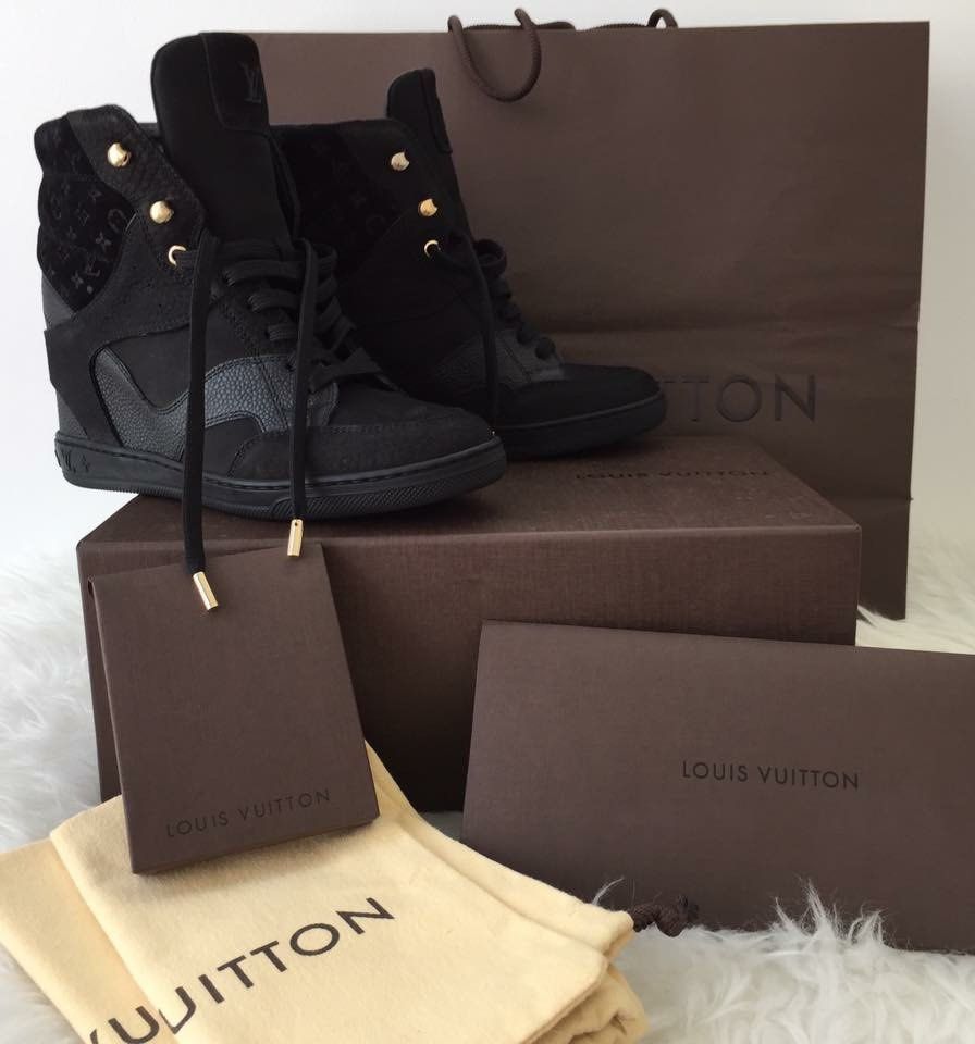 Louis Vuitton Cliff Top High Monogram High Top Wedge Burgundy Sneakers 37.5