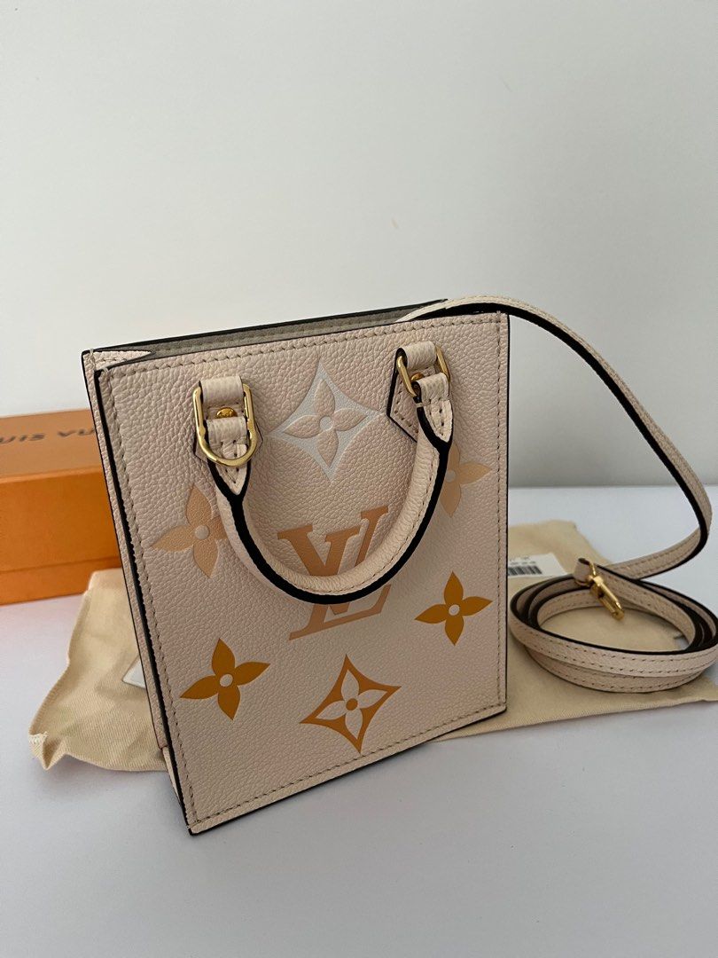 LV petit sac plat bag by the pool monogram empreinte giant neutral on