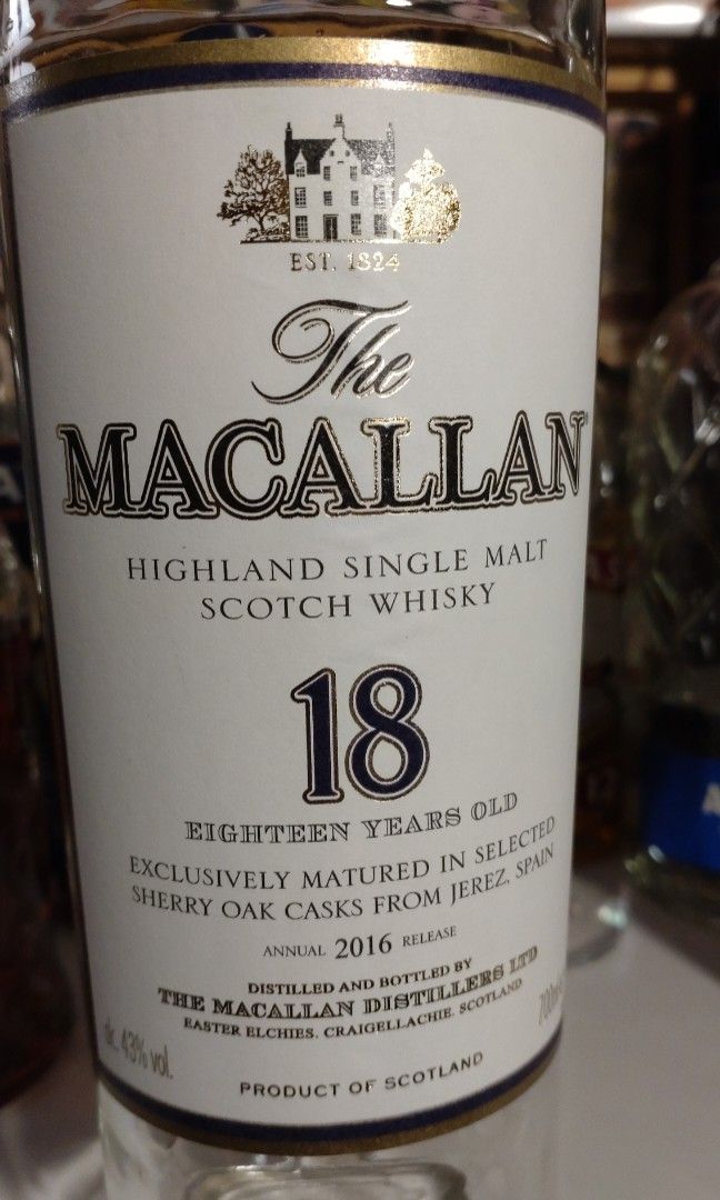 Macallan 18 Years Old 2016 Sherry Oak empty bottle 麥卡倫18 年2016