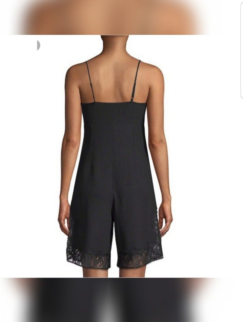 447 MAJE isadora Strappy Black Romper Lace Trim Luxury Apparel