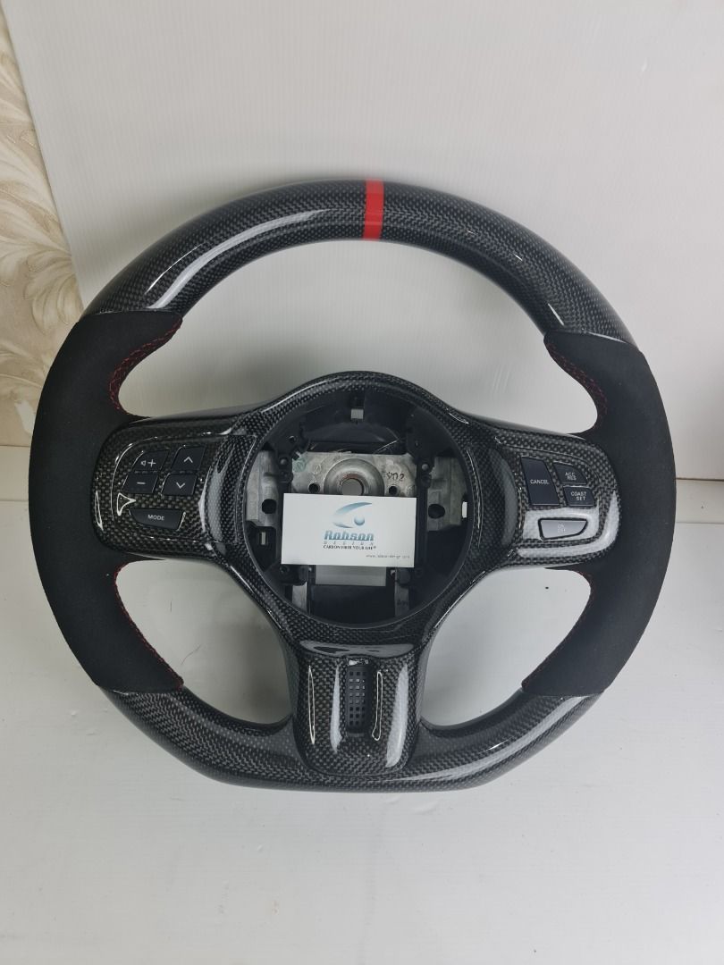 MITSUBISHI EVO X CARBON FIBER STEERING WHEEL Robson Leather, Car