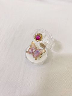 Mulberryco 絕版💜日本手工設計師戒指 可愛 蝴蝶戒指 施華洛世奇 水晶 寶石戒指 小莓波醬