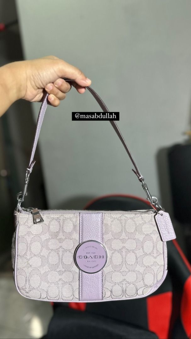 Coach Dempsey ori outlet shoulder bag in Purple jacquard