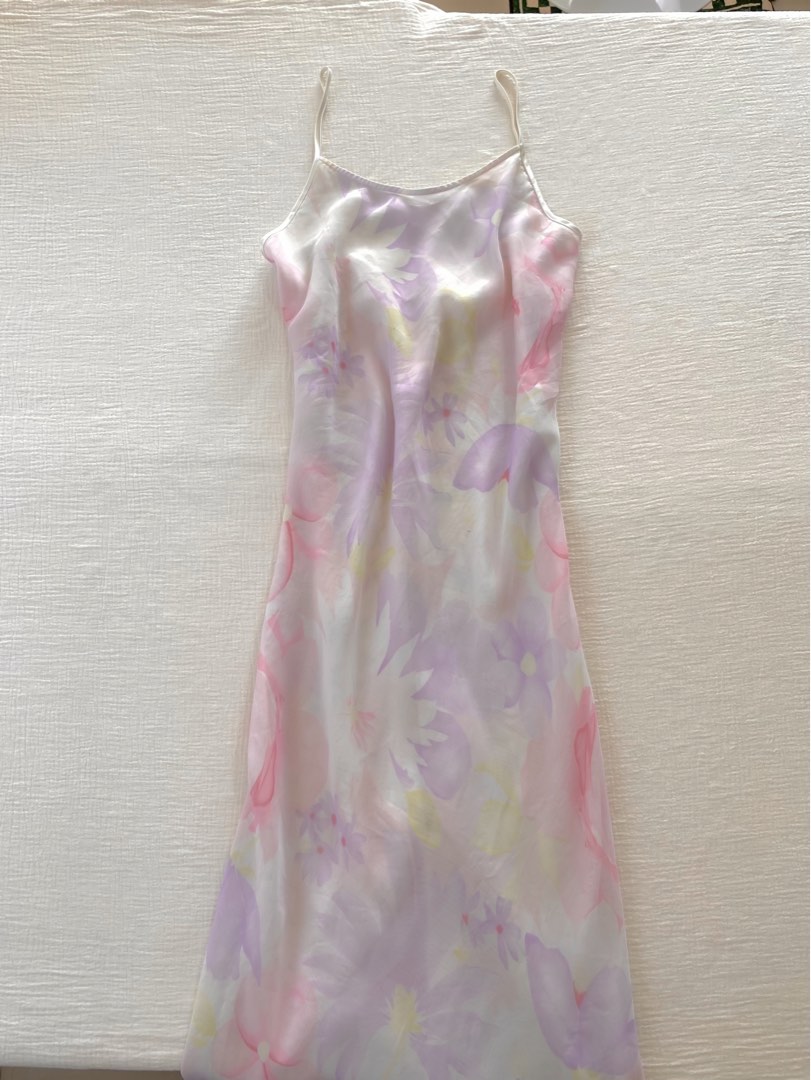 Pastel Floral See Through Chiffon Slip Dress on Carousell