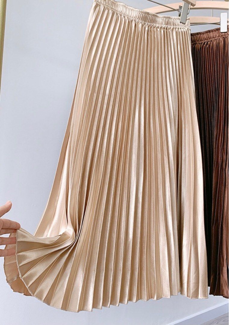 Champagne gold pleated skirt online