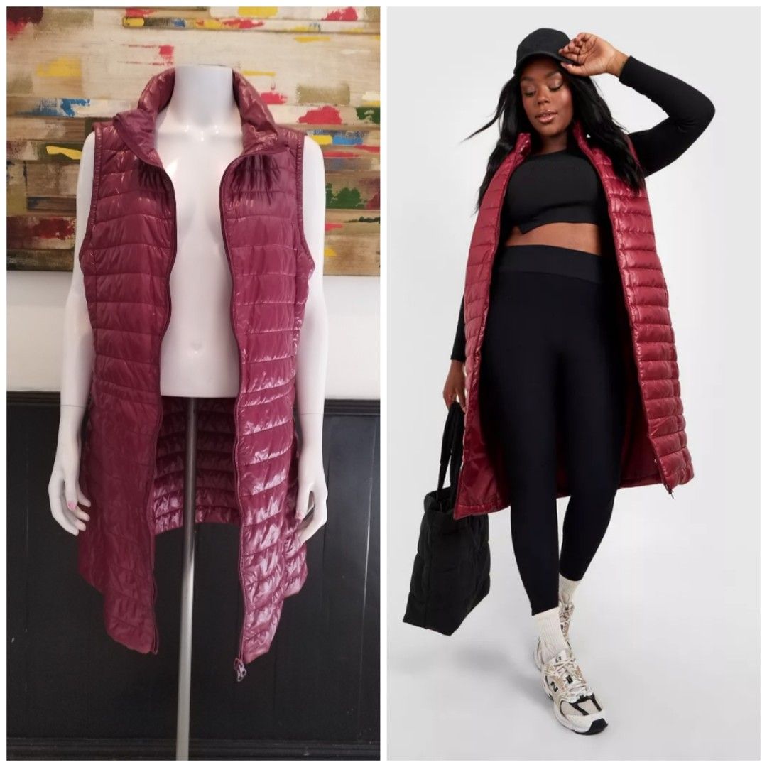 Long puffer vest plus top size