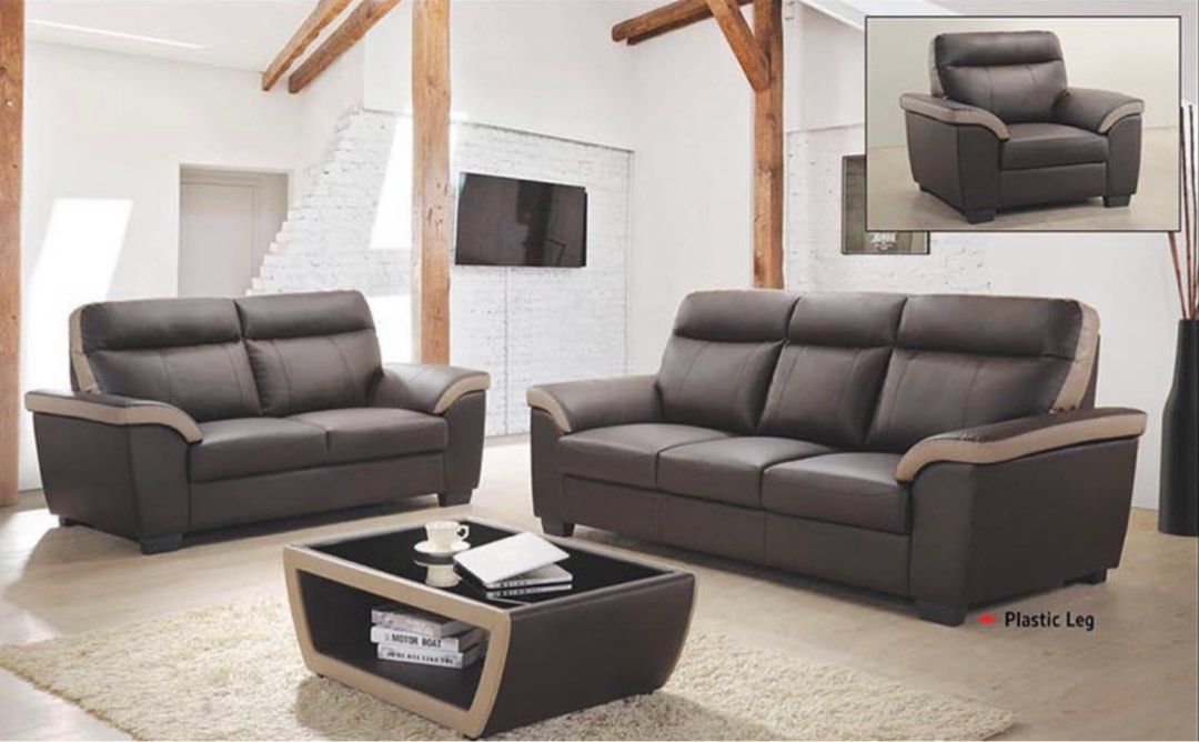 Pu Leather Sofa Set 3+2 seater L Shape Sofa, Furniture & Home Living