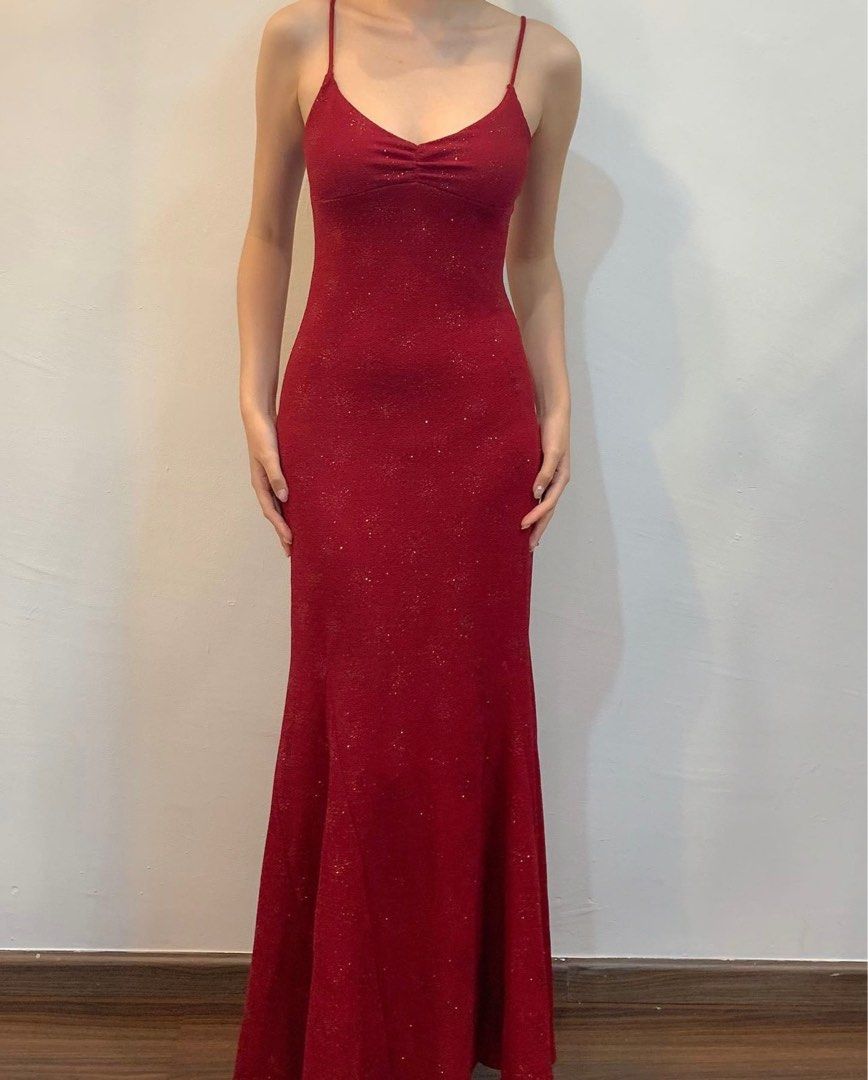 Red long clearance glitter dress
