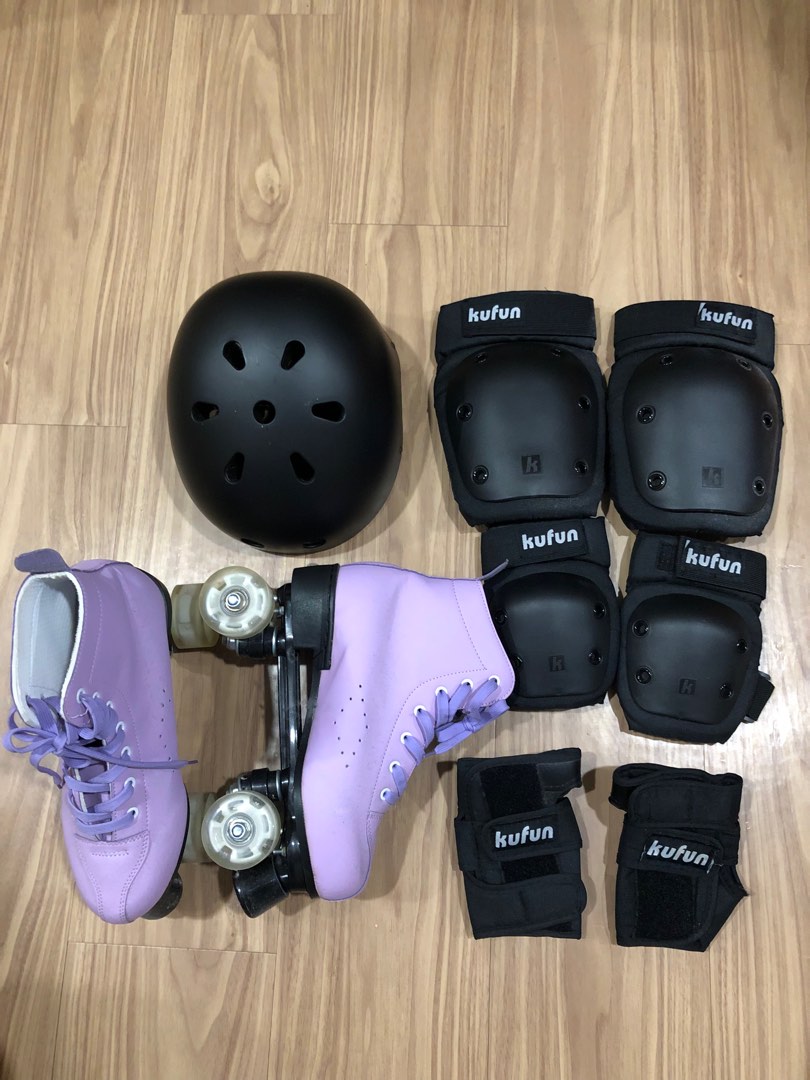 Rollerblades with safety guards, Sports Equipment, Sports & Games
